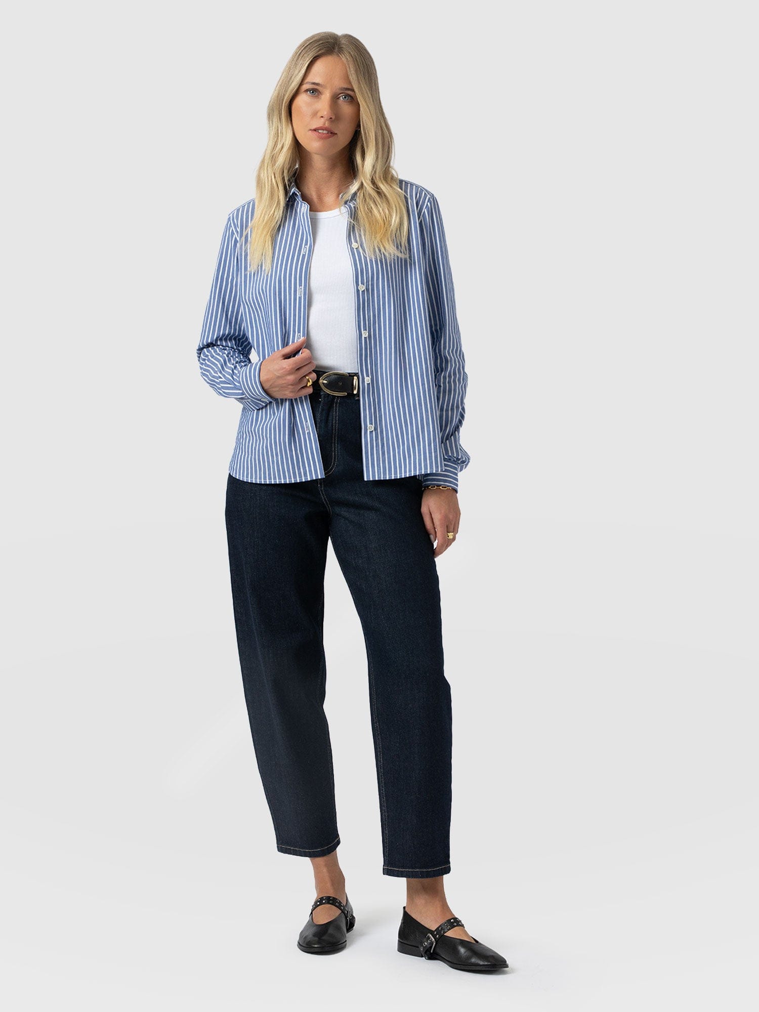 Anneliese Shirt - Blue Stripe - Women's Blouses | Saint + Sofia® EU