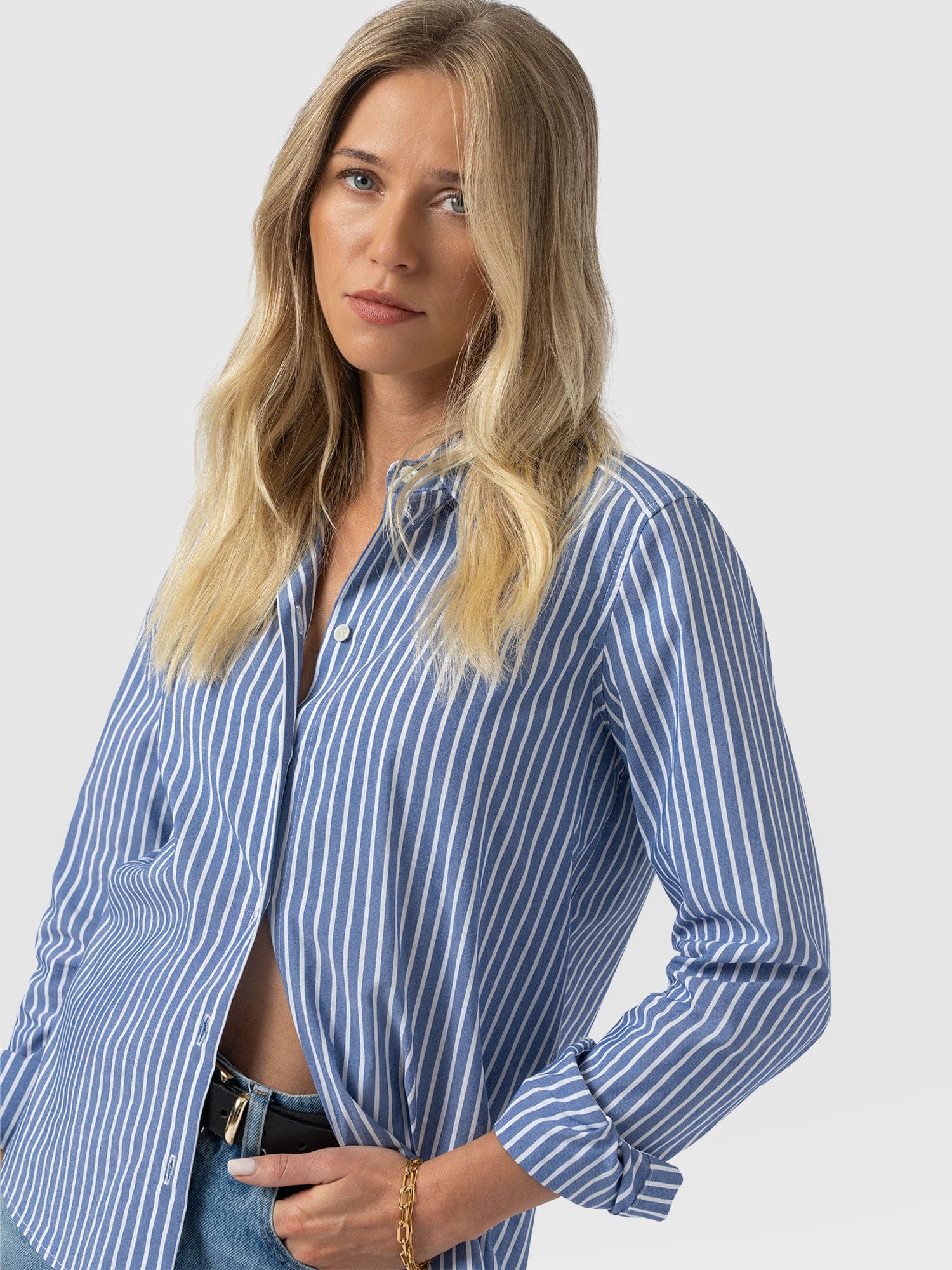 Anneliese Shirt - Blue Stripe - Women's Blouses | Saint + Sofia® EU