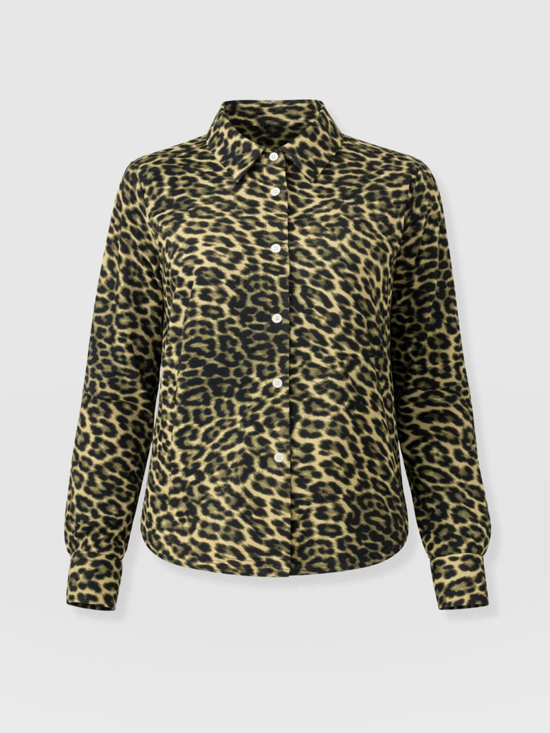 Anneliese Shirt - Green Leopard - Women's Blouses | Saint + Sofia® EU