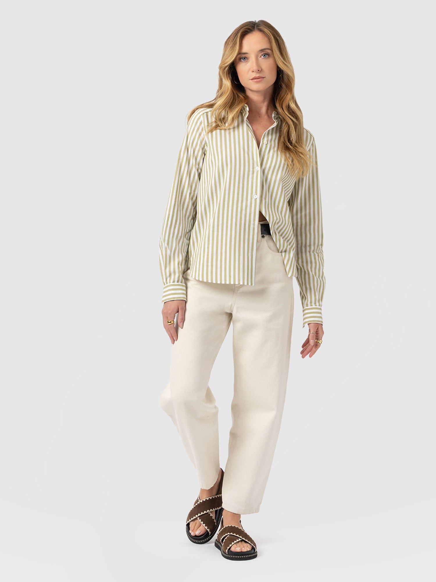 Anneliese Shirt - Green Stripe - Women's Blouses | Saint + Sofia® EU