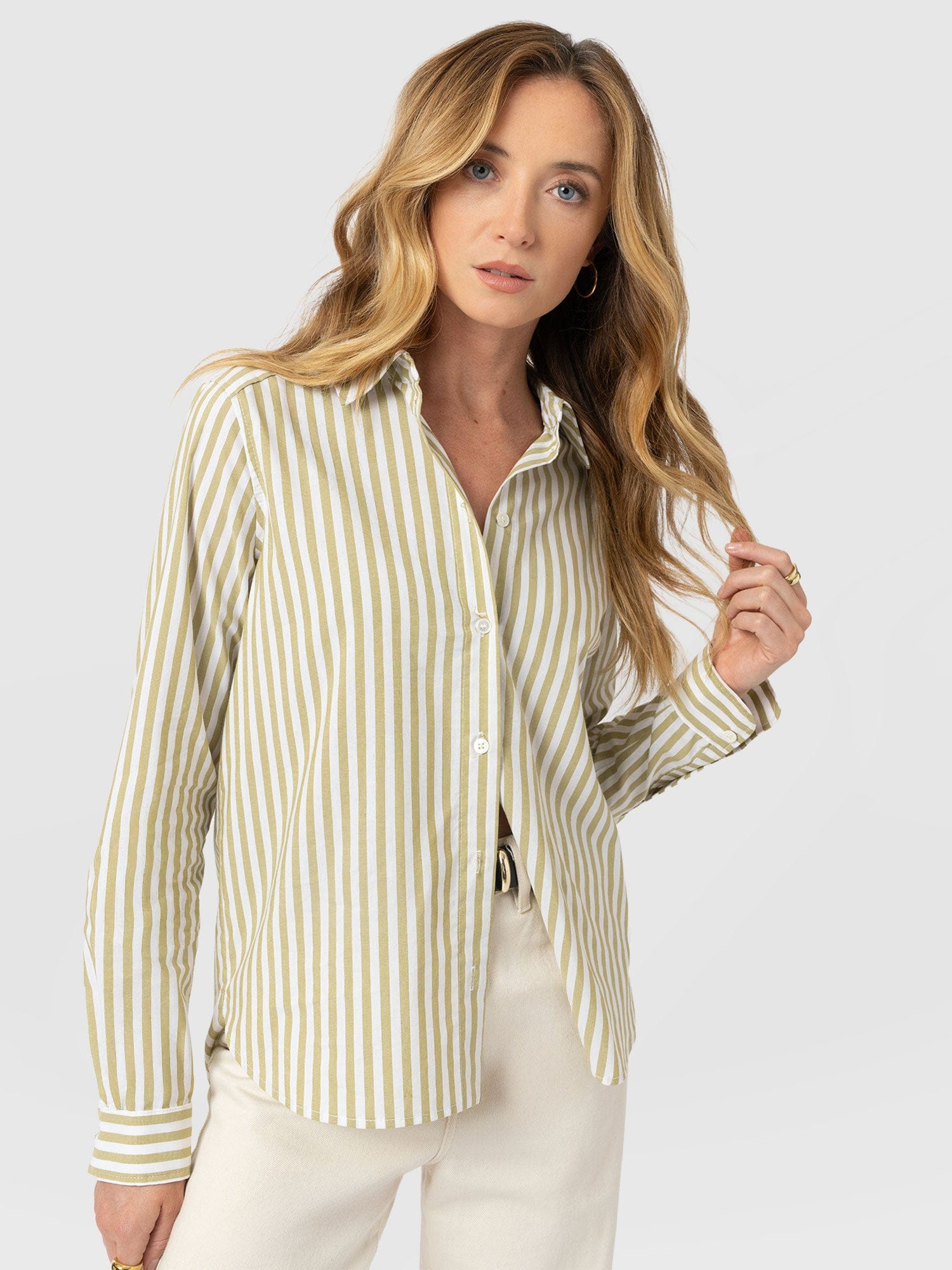 Anneliese Shirt - Green Stripe - Women's Blouses | Saint + Sofia® EU