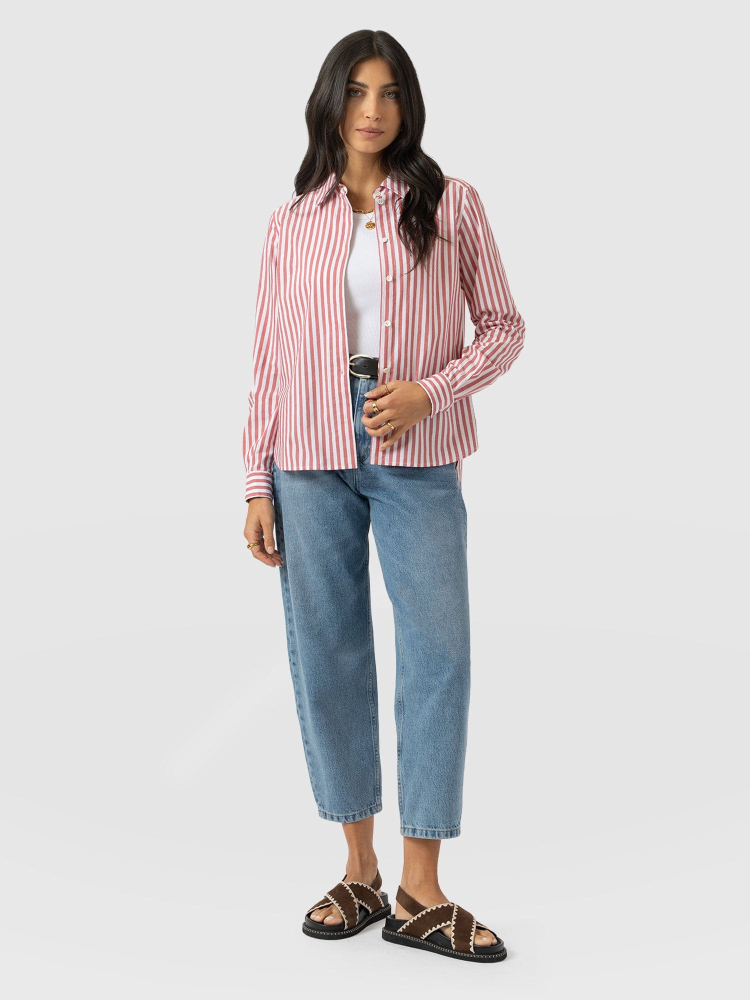 Anneliese Shirt - Red Stripe - Women's Blouses | Saint + Sofia® EU