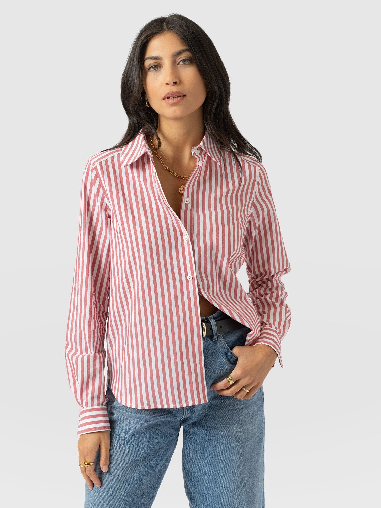 Anneliese Shirt - Red Stripe - Women's Blouses | Saint + Sofia® EU