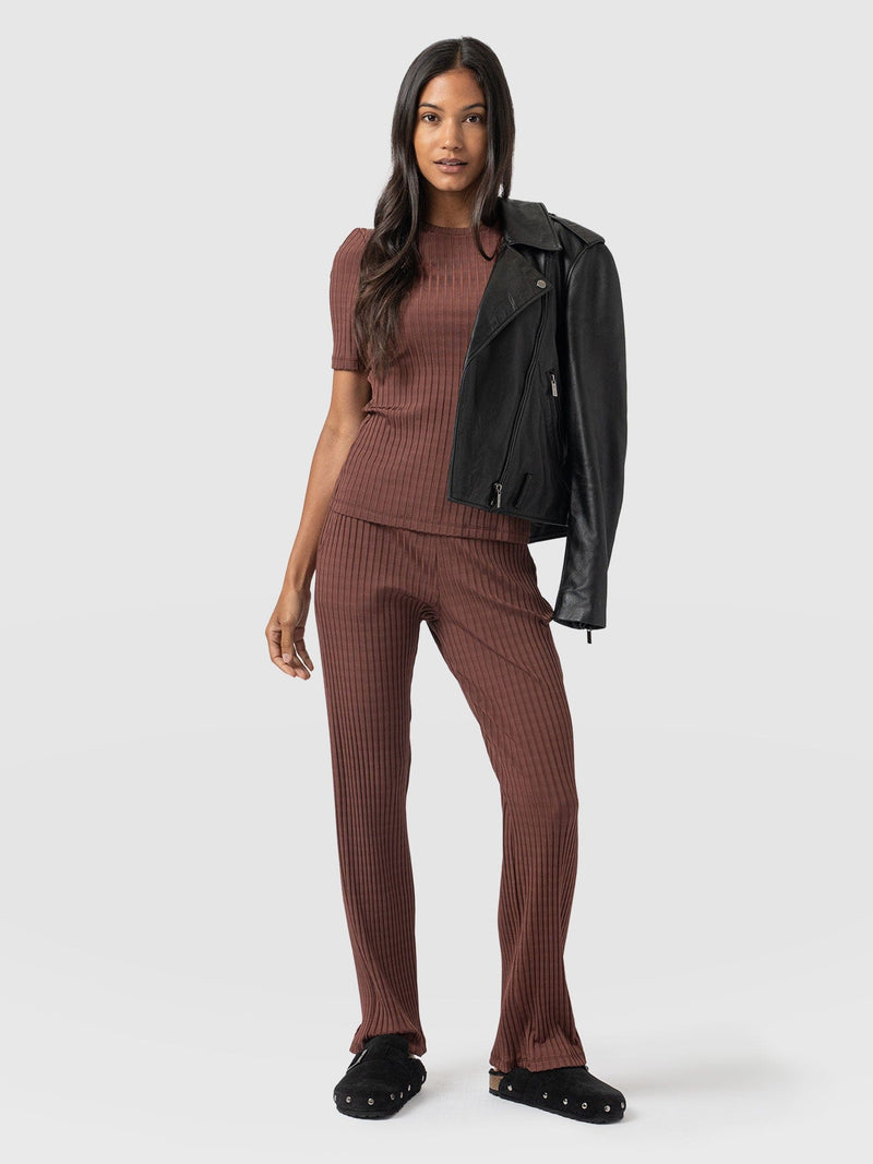 Apartment Pant Maroon Rib - Women's Trousers | Saint + Sofia® EU