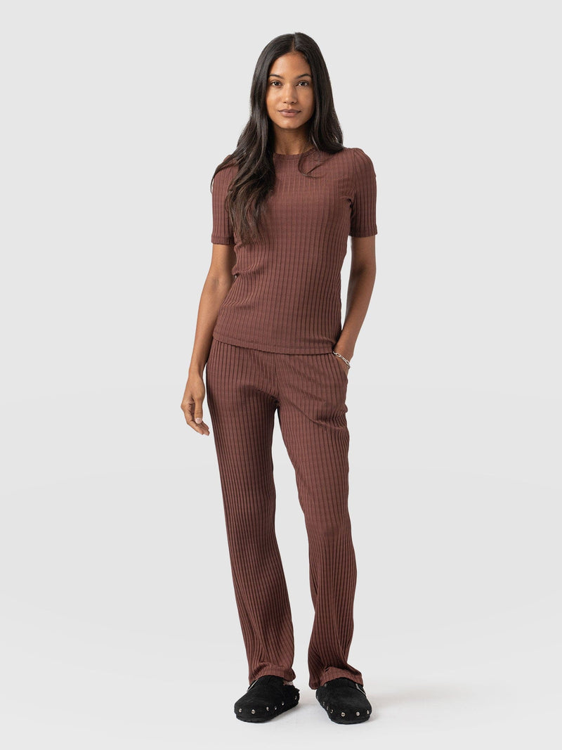 Apartment Pant Maroon Rib - Women's Trousers | Saint + Sofia® EU