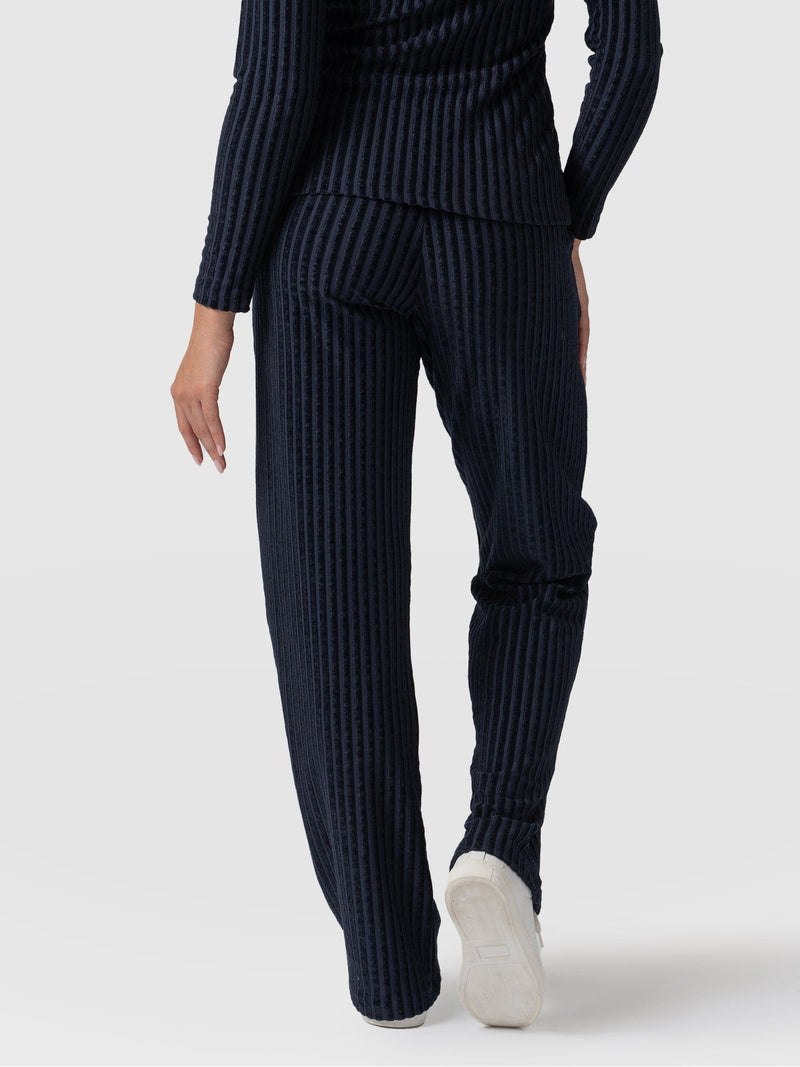 Apartment Pant Navy Stripe Velvet - Women's Trousers | Saint + Sofia® EU