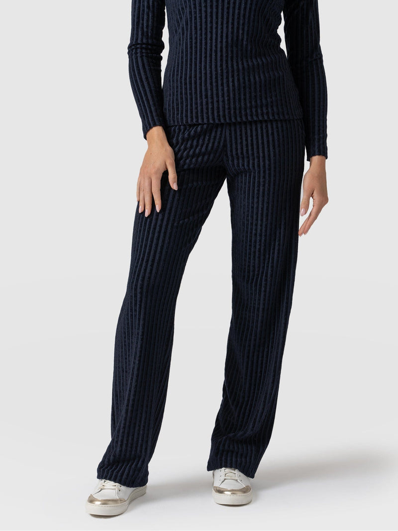 Apartment Pant Navy Stripe Velvet - Women's Trousers | Saint + Sofia® EU