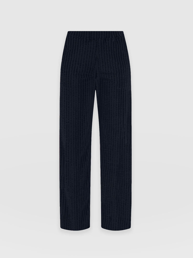 Apartment Pant Navy Stripe Velvet - Women's Trousers |  Saint + Sofia® EU