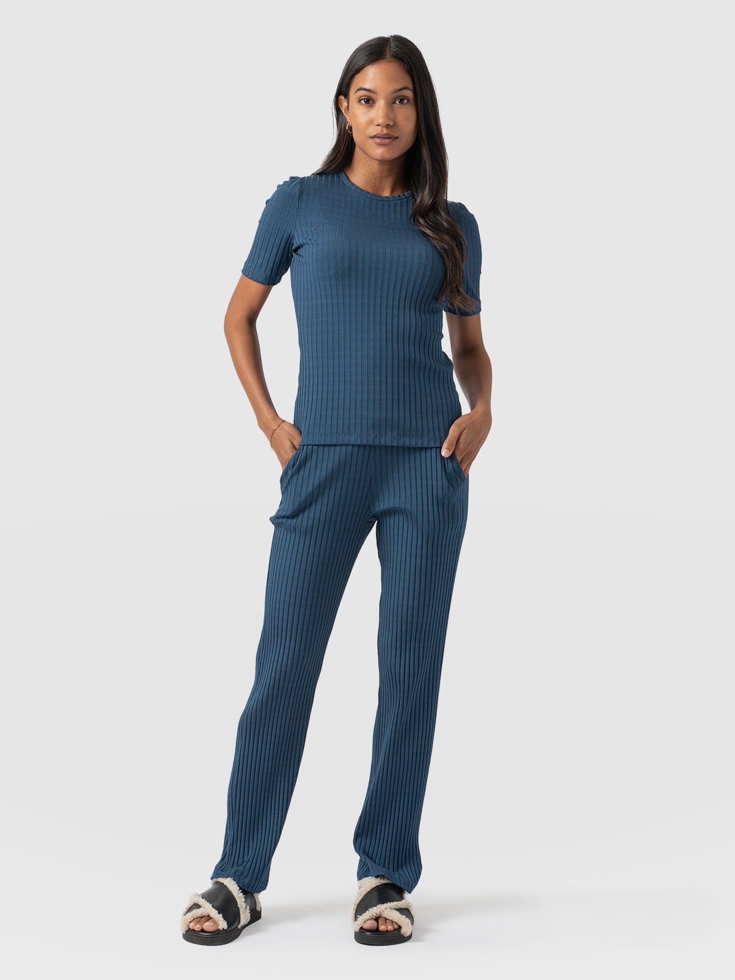 Apartment Pant Teal Rib - Women's Trousers | Saint + Sofia® EU