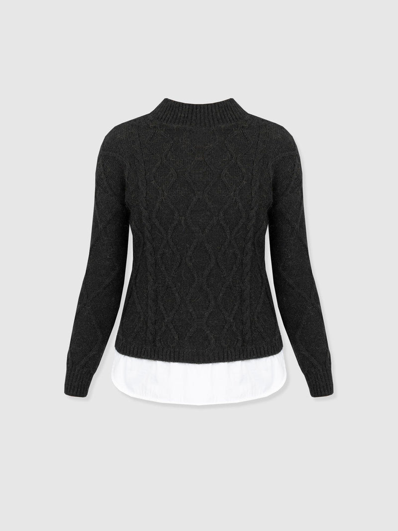 Arden Mock Shirt Jumper - Black - Women's Knitwears | Saint + Sofia® EU