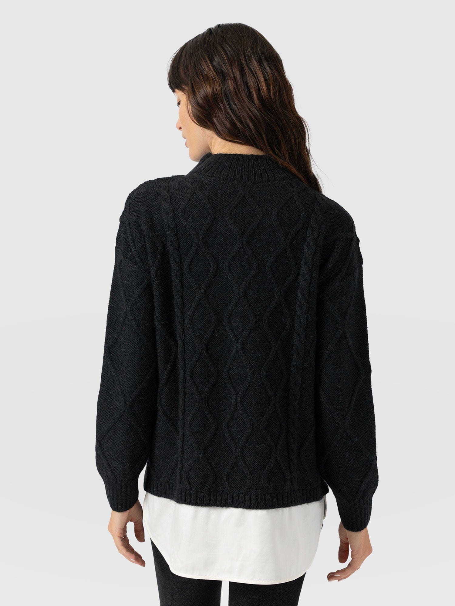 Arden Mock Shirt Jumper - Black - Women's Knitwears | Saint + Sofia® EU