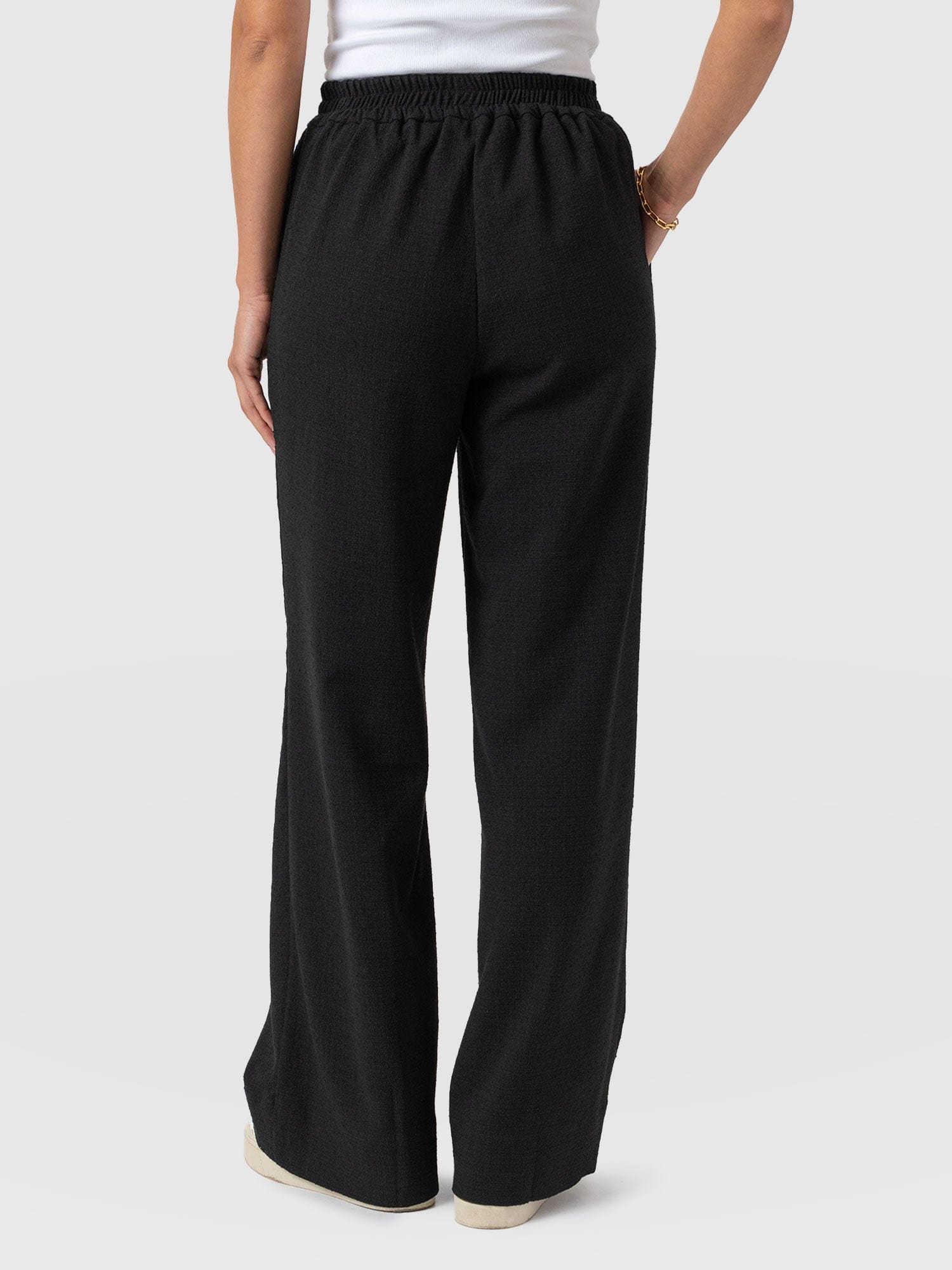 Arden Wide Leg Pant - Black Boucle - Women's Trousers | Saint + Sofia® EU