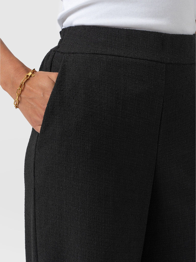 Arden Wide Leg Pant - Black Boucle - Women's Trousers | Saint + Sofia® EU