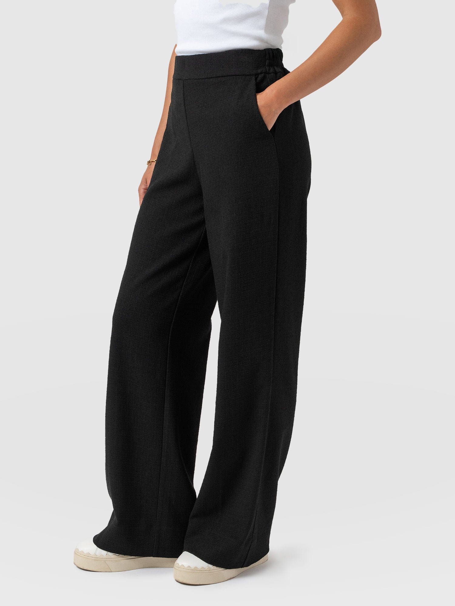 Arden Wide Leg Pant - Black Boucle - Women's Trousers | Saint + Sofia® EU