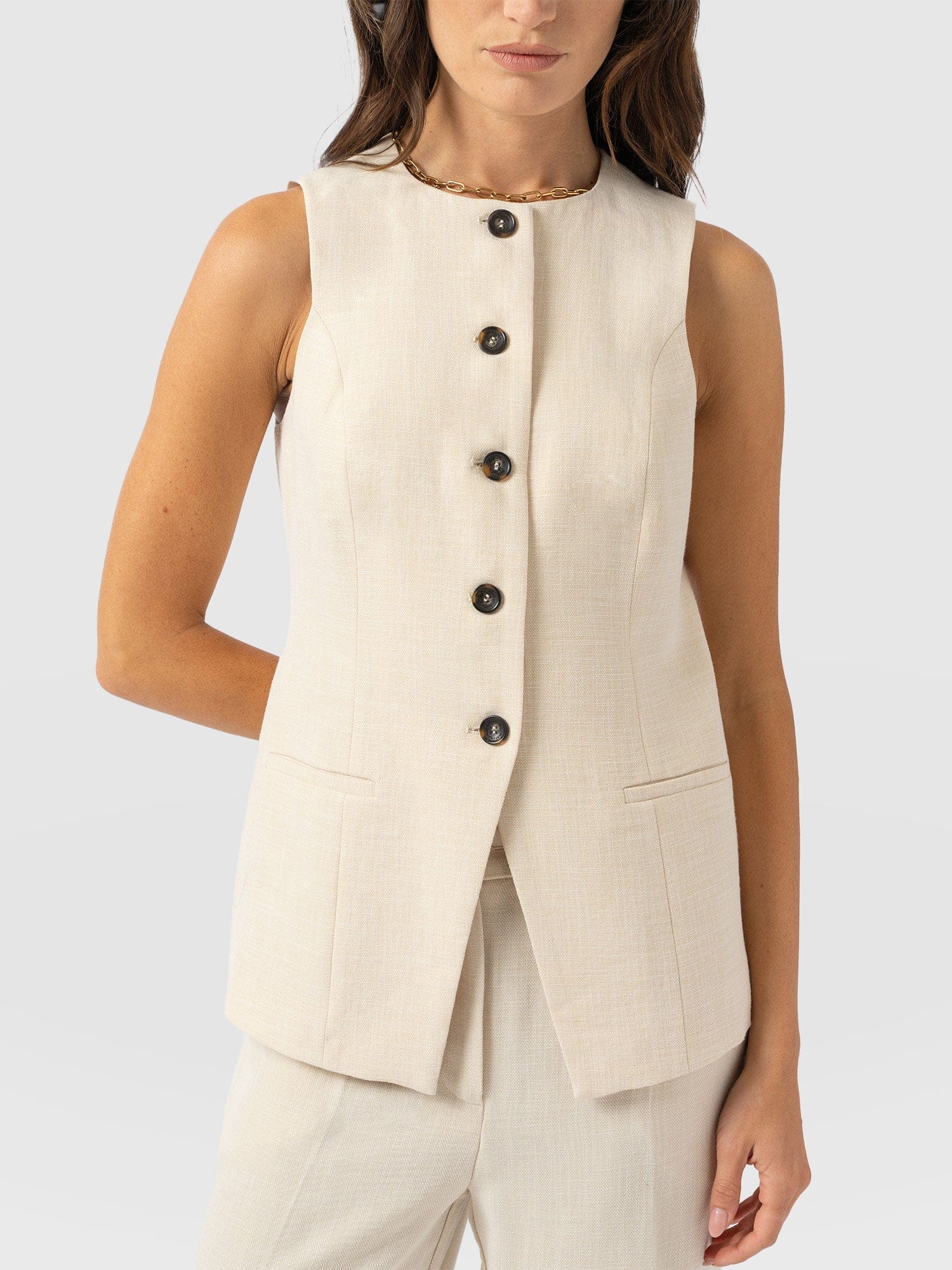 Argent Waistcoat - Cream - Women's Jackets | Saint + Sofia® EU