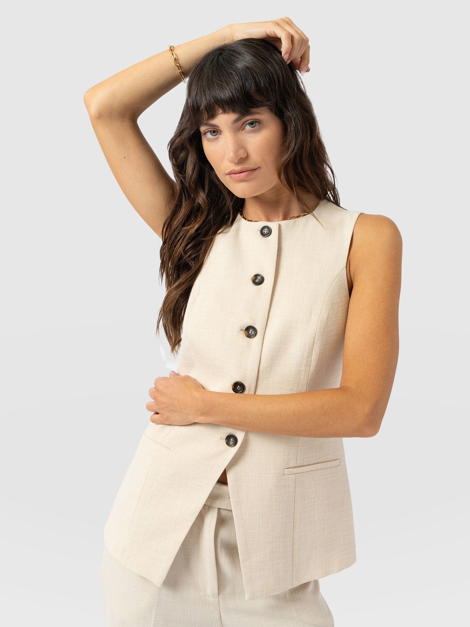 Argent Waistcoat - Cream - Women's Jackets | Saint + Sofia® EU