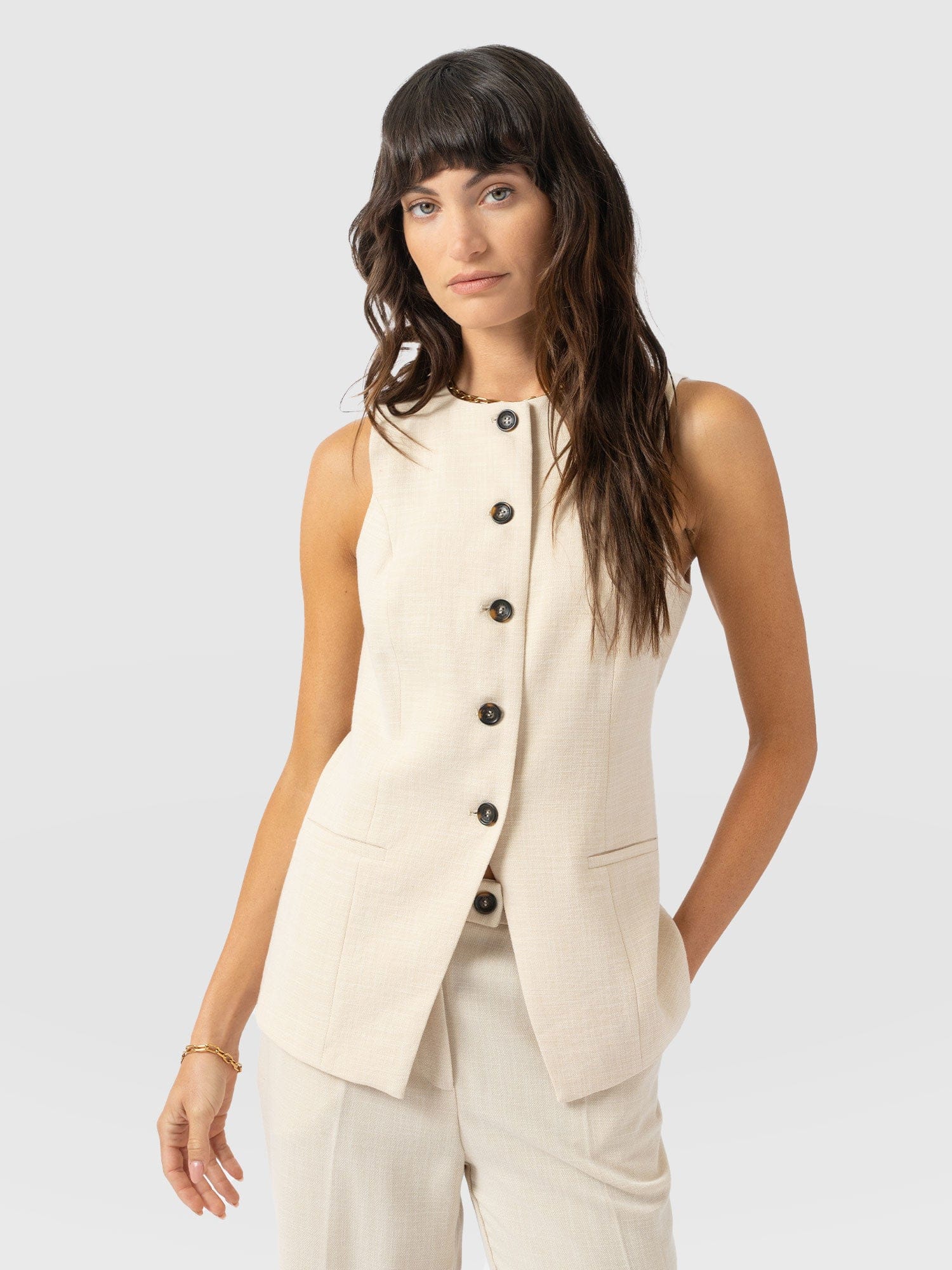 Argent Waistcoat - Cream - Women's Jackets | Saint + Sofia® EU