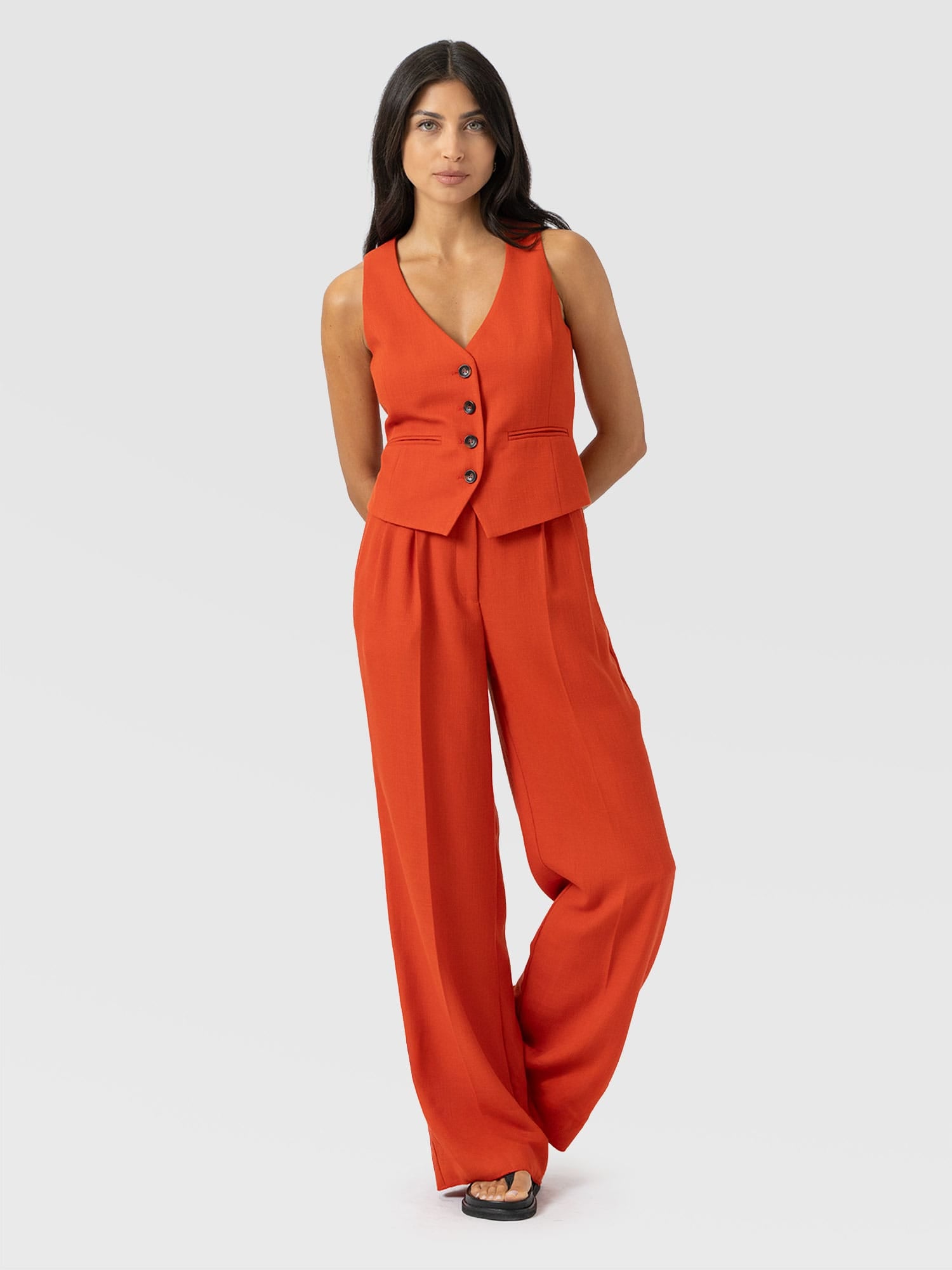 Argent Wide Leg Pant - Burnt Orange - Women's Trousers | Saint + Sofia® EU