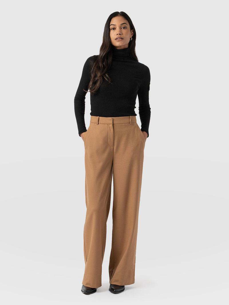 Argent Wide Leg Pant Camel - Women's Trousers | Saint + Sofia® EU