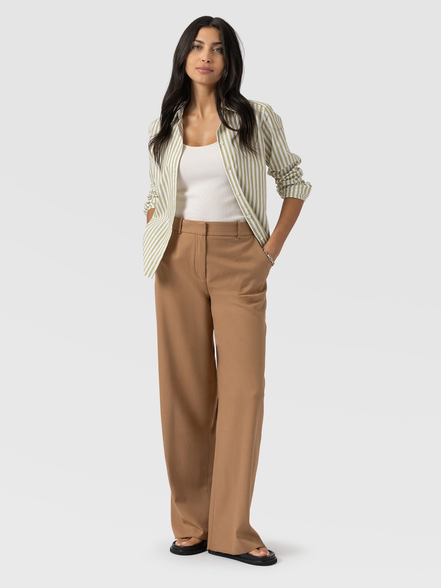 Argent Wide Leg Pant Camel - Women's Trousers | Saint + Sofia® EU