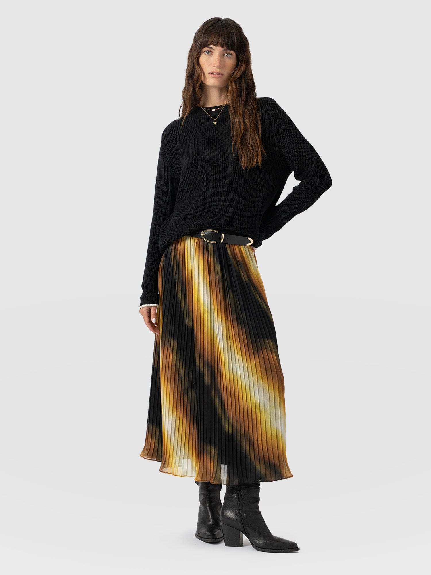 Aria Pleated Skirt  - Yellow Gradient - Women's Skirts | Saint + Sofia® EU