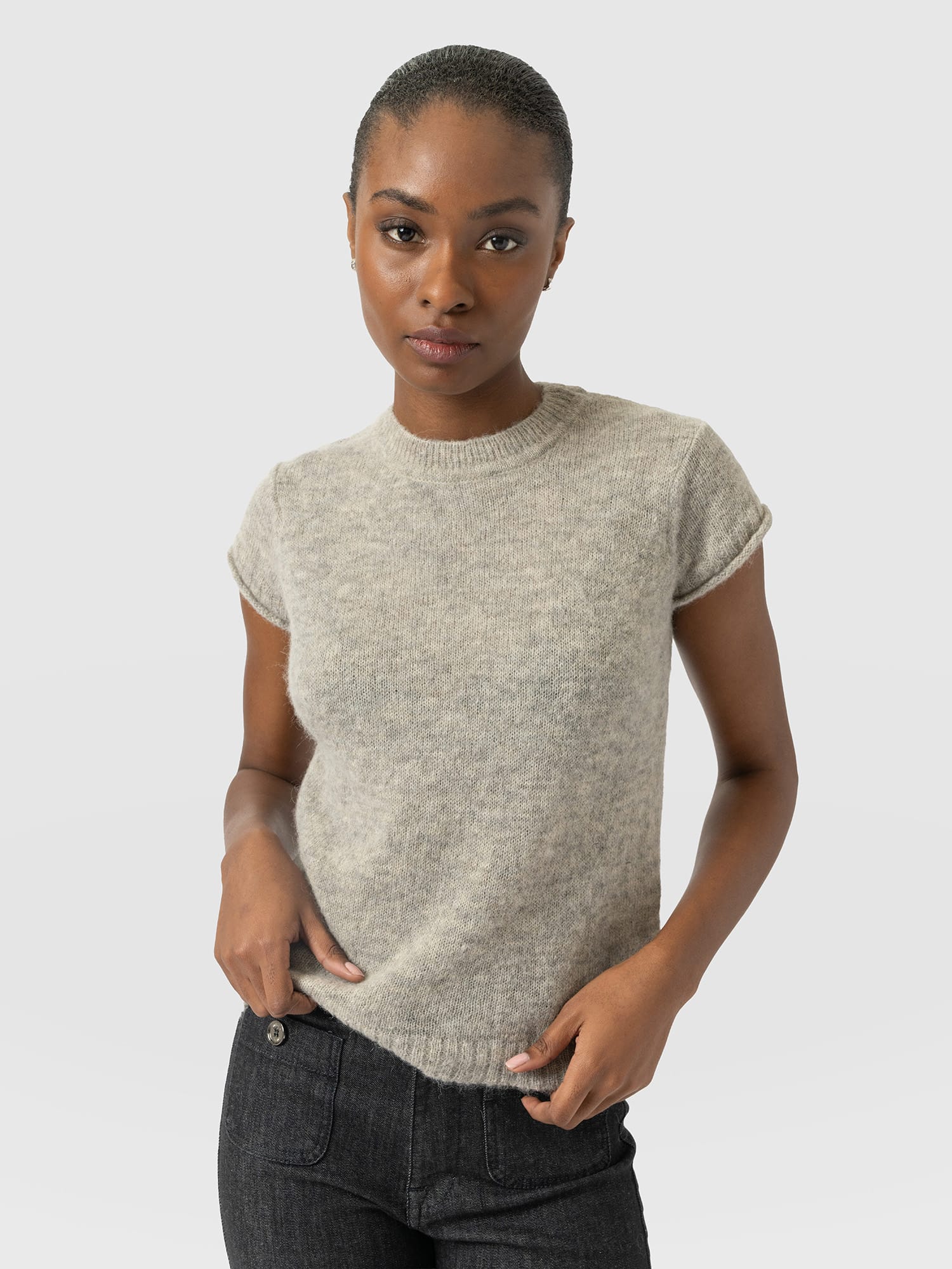 Ariella Baby Tee - Grey - Women's Jumpers | Saint and Sofia® EU