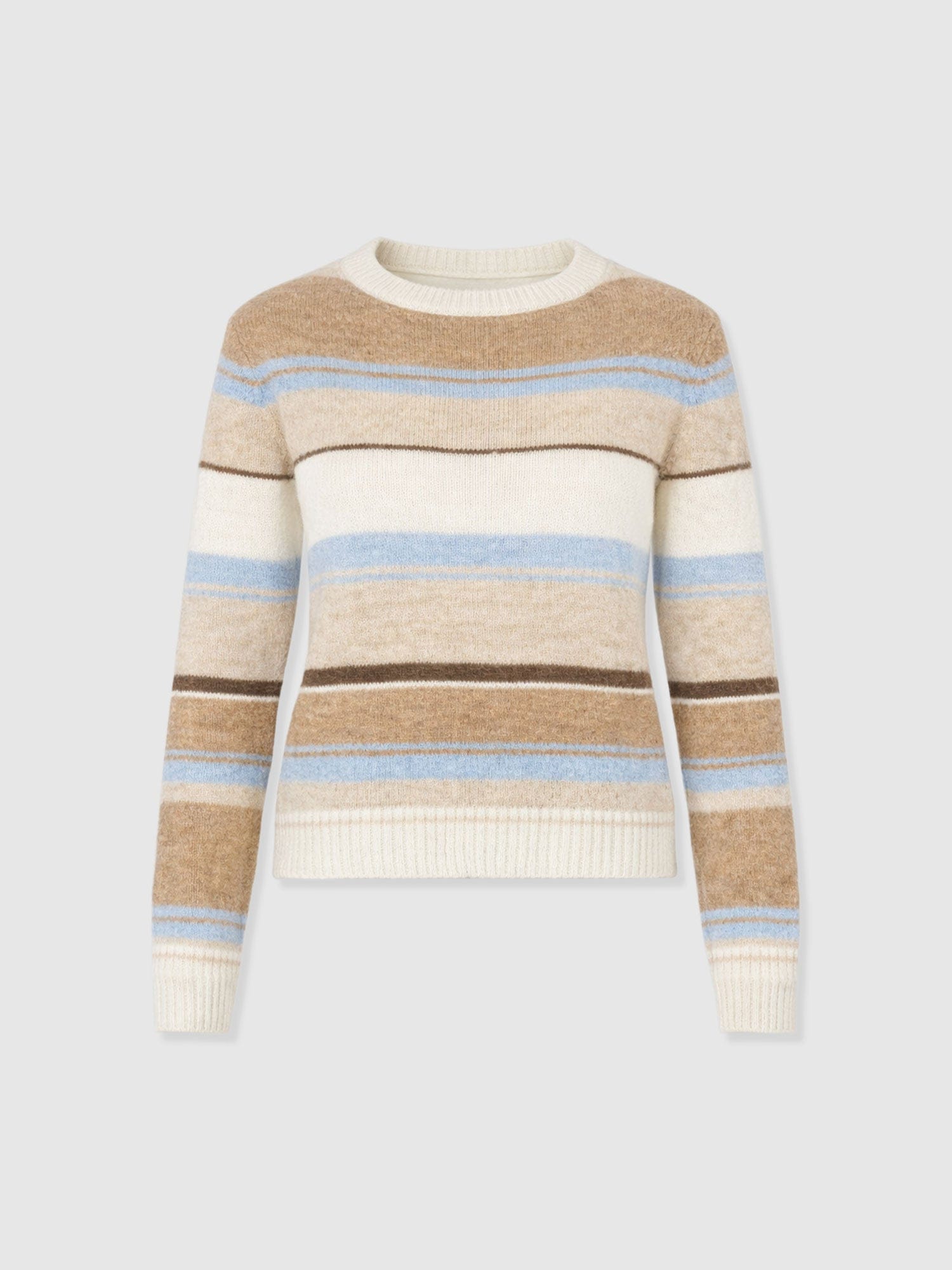 Ariella Boat Neck Jumper - Blue/Brown Stripe - Women's Jumpers | Saint + Sofia® EU