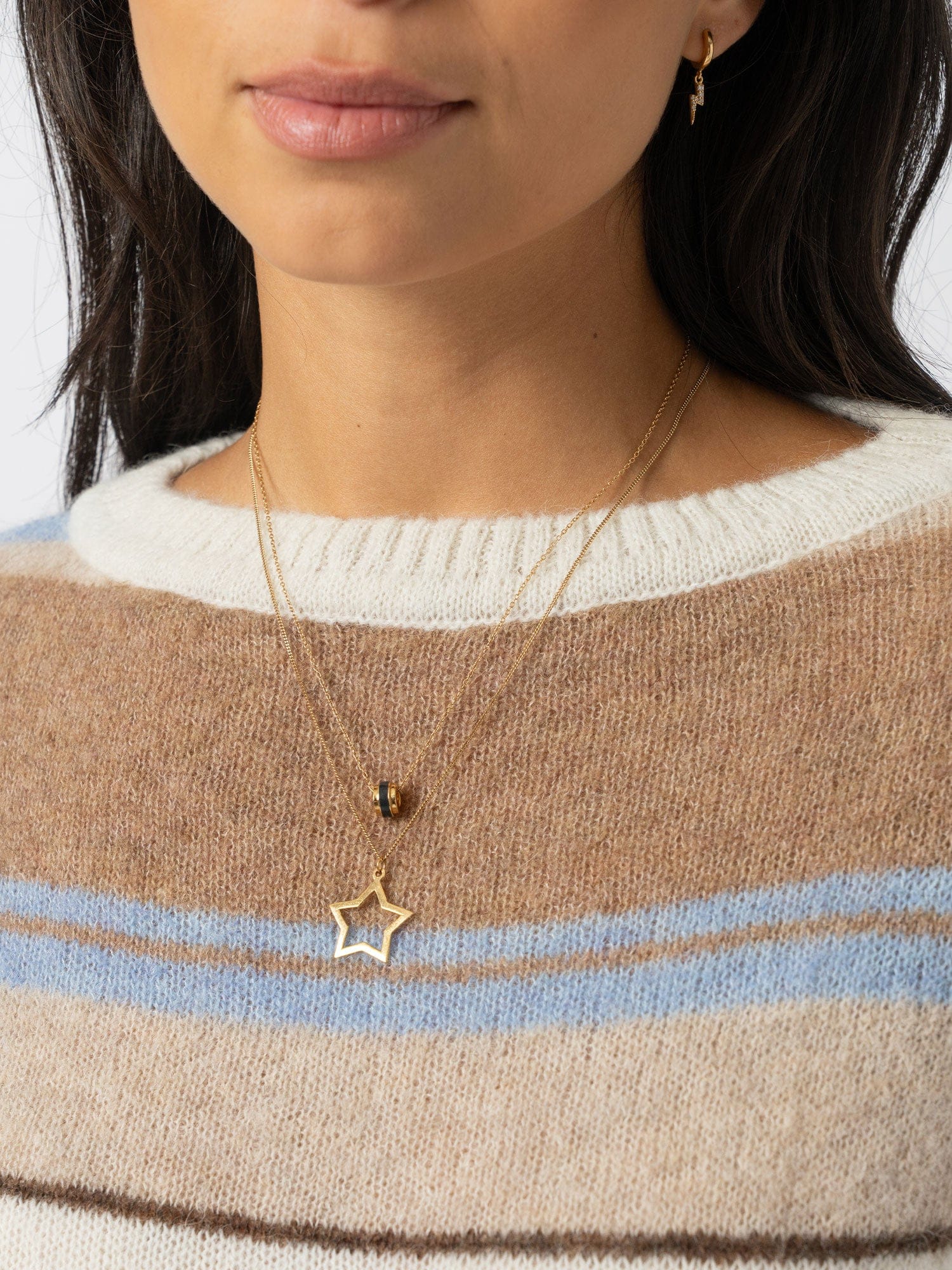 Ariella Boat Neck Jumper - Blue/Brown Stripe - Women's Jumpers | Saint + Sofia® EU