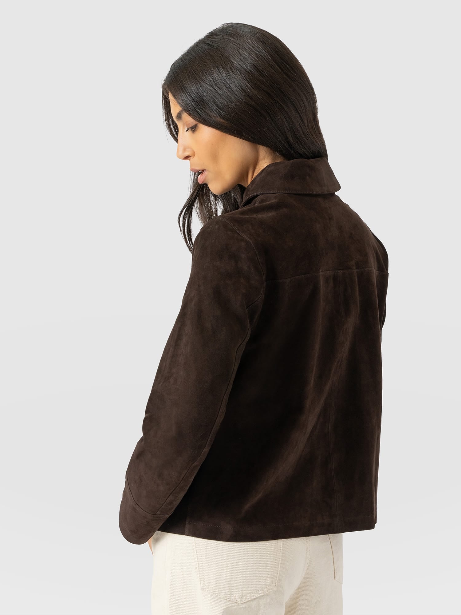 Arnette Shacket - Chocolate Suede - Women's Leathers | Saint and Sofia® EU