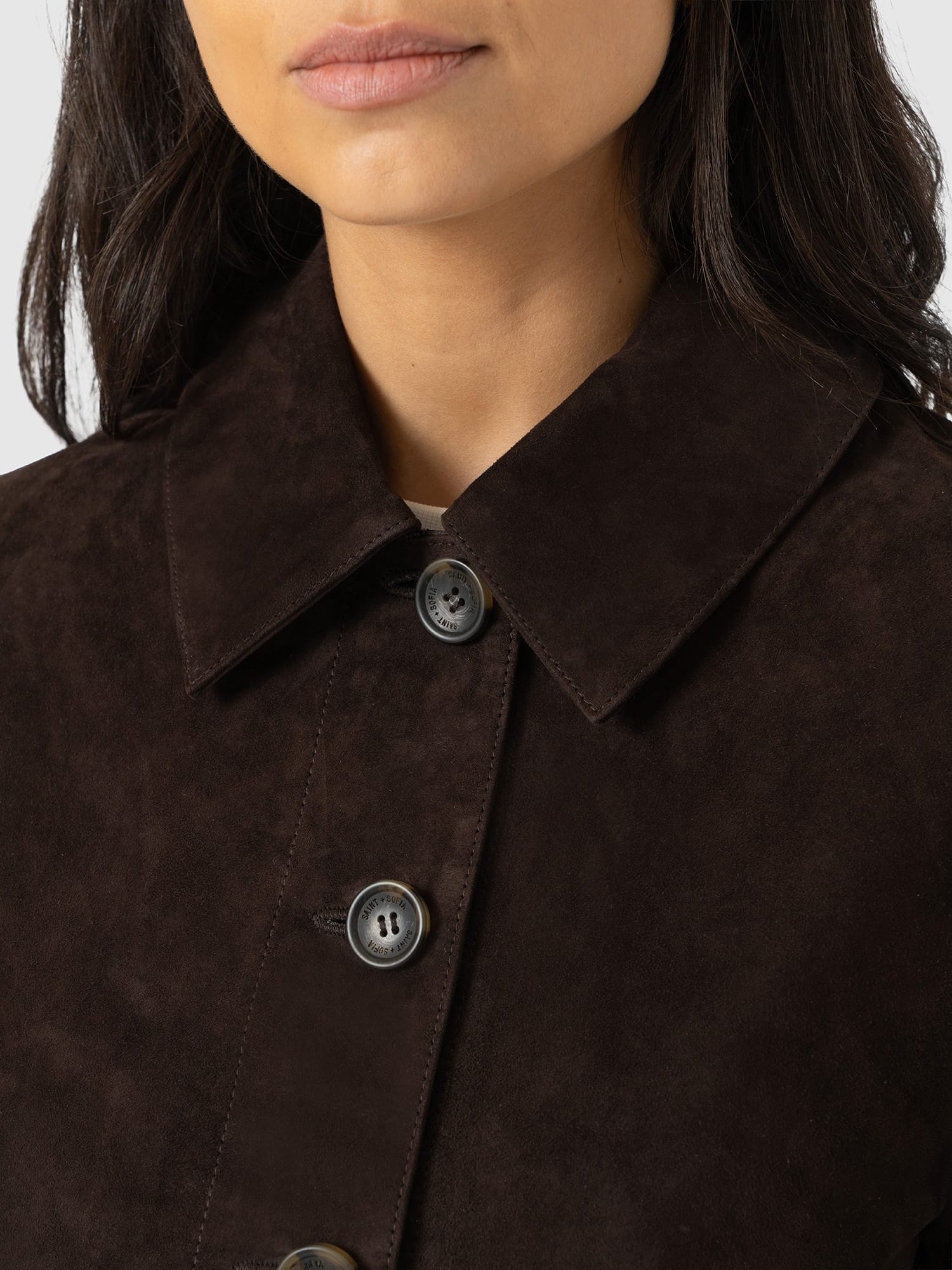 Arnette Shacket - Chocolate Suede - Women's Leathers | Saint and Sofia® EU