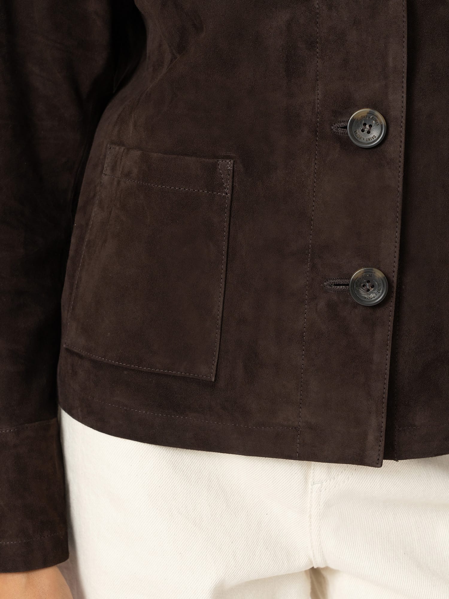 Arnette Shacket - Chocolate Suede - Women's Leathers | Saint and Sofia® EU