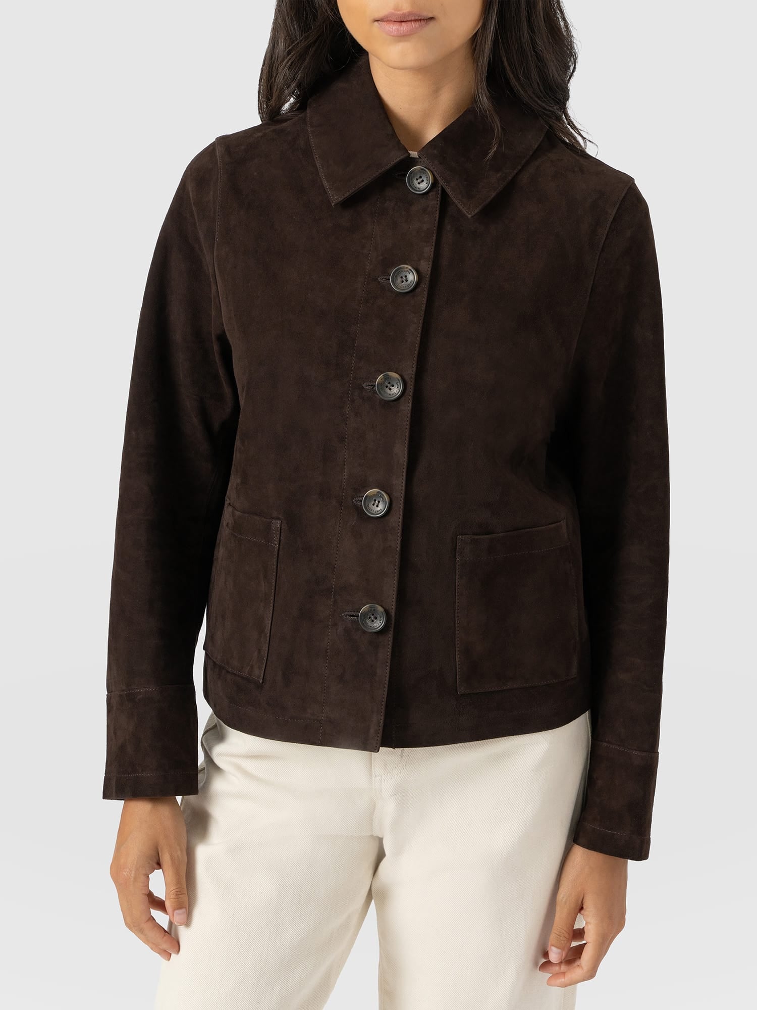 Arnette Shacket - Chocolate Suede - Women's Leathers | Saint and Sofia® EU