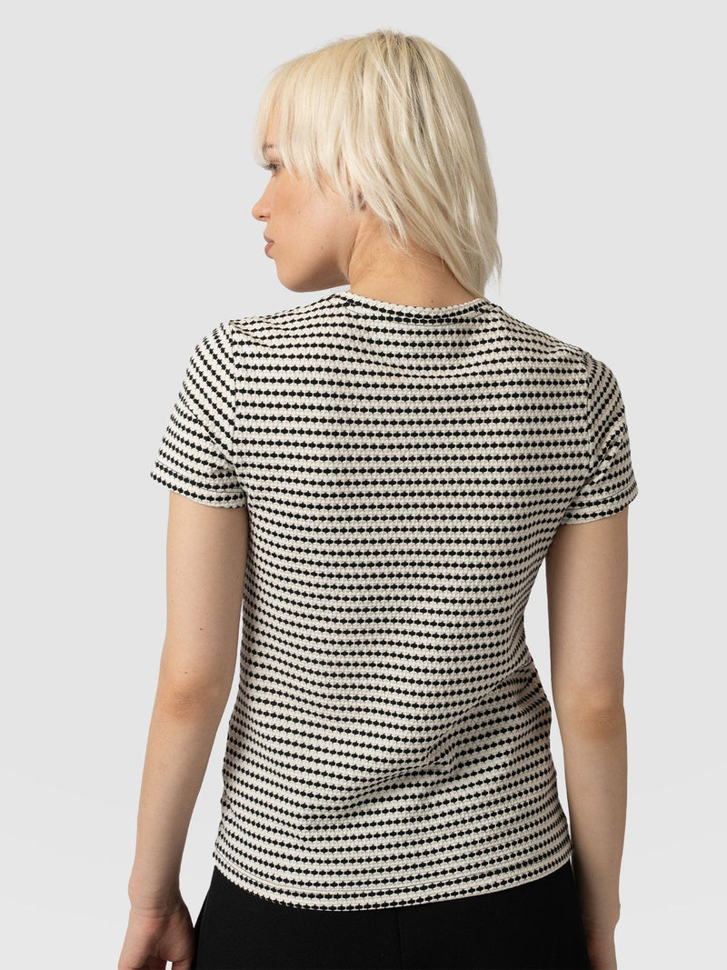 Asher Crew Neck Tee Monochrome Jacquard - Women's T-Shirts | Saint + Sofia® EU
