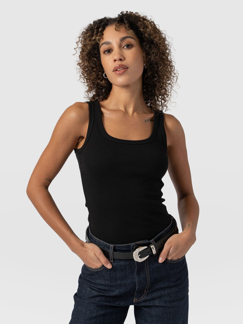 Asher Scoop Neck Vest Black - Women's Vests | Saint + Sofia® EU