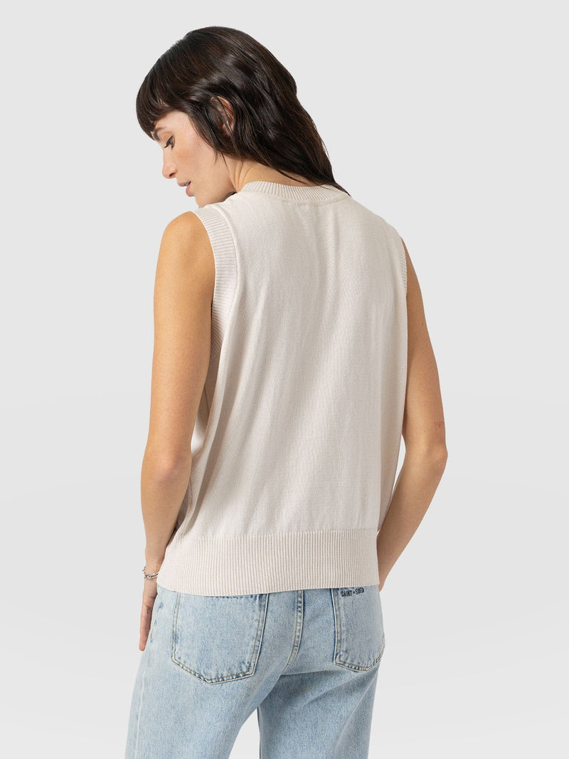 Astra Knit Vest - Cream - Women's Knitwears | Saint + Sofia® EU
