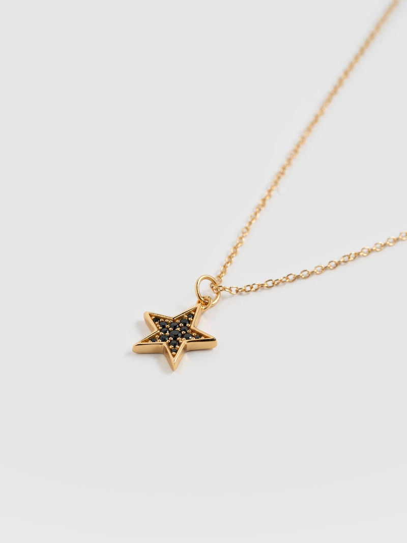 Astral Star Necklace Gold/Black - Women's Jewellery | Saint + Sofia® UK