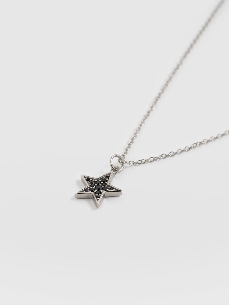 Astral Star Necklace Silver/Black - Women's Jewellery | Saint + Sofia® UK