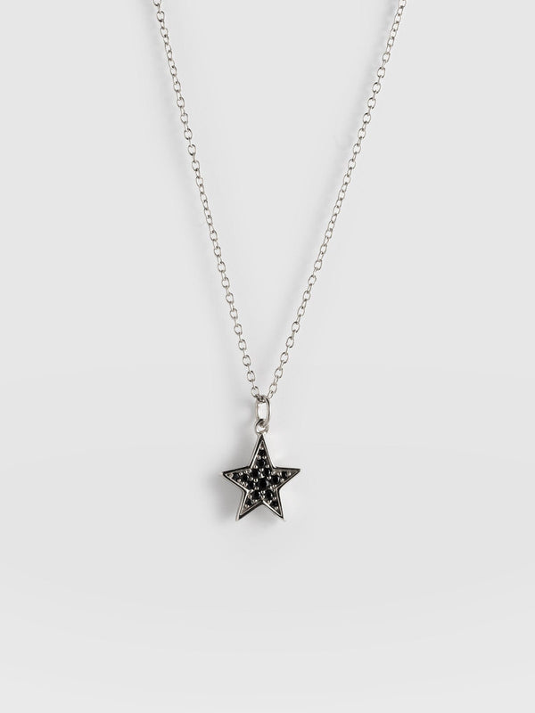 Astral Star Necklace Silver/Black - Women's Jewellery | Saint + Sofia® UK