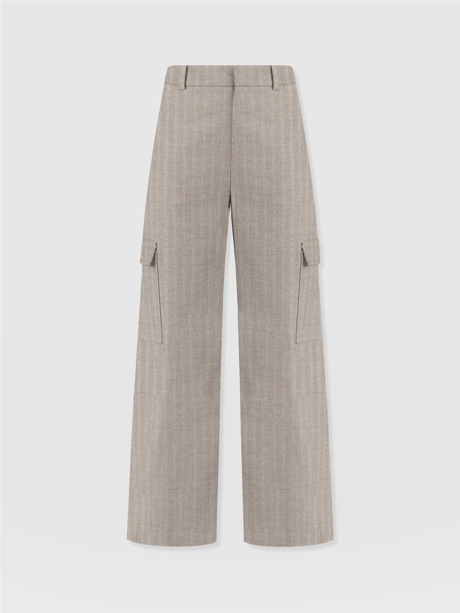 Astrid Cargo Pant Brown Herringbone - Women's Trousers | Saint + Sofia® EU