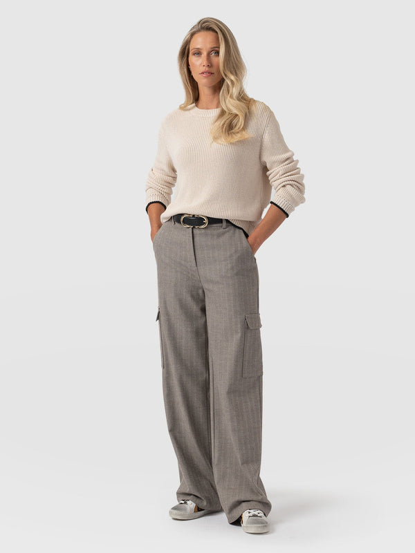 Astrid Cargo Pant Brown Herringbone - Women's Trousers | Saint + Sofia® EU