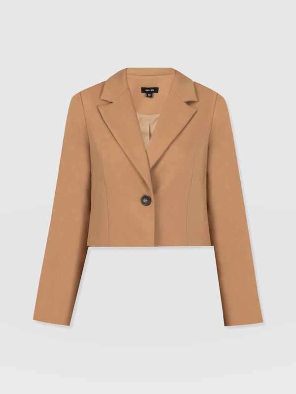 Astrid Crop Blazer Tan - Women's Blazers | Saint + Sofia® EU