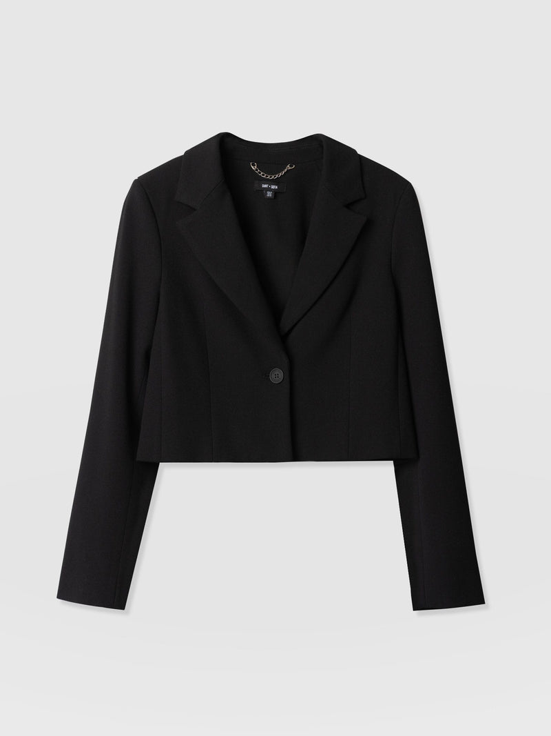 Astrid Cropped Blazer - Black - Women's Jackets | Saint + Sofia® EU