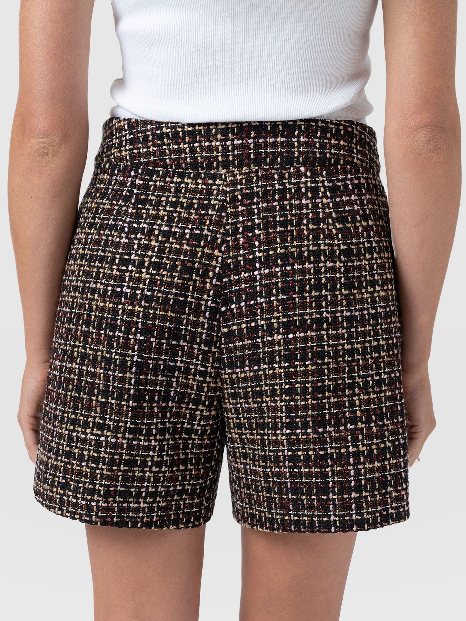 Astrid Short - Black/Burgundy/Gold Boucle - Women's Shorts | Saint + Sofia® EU