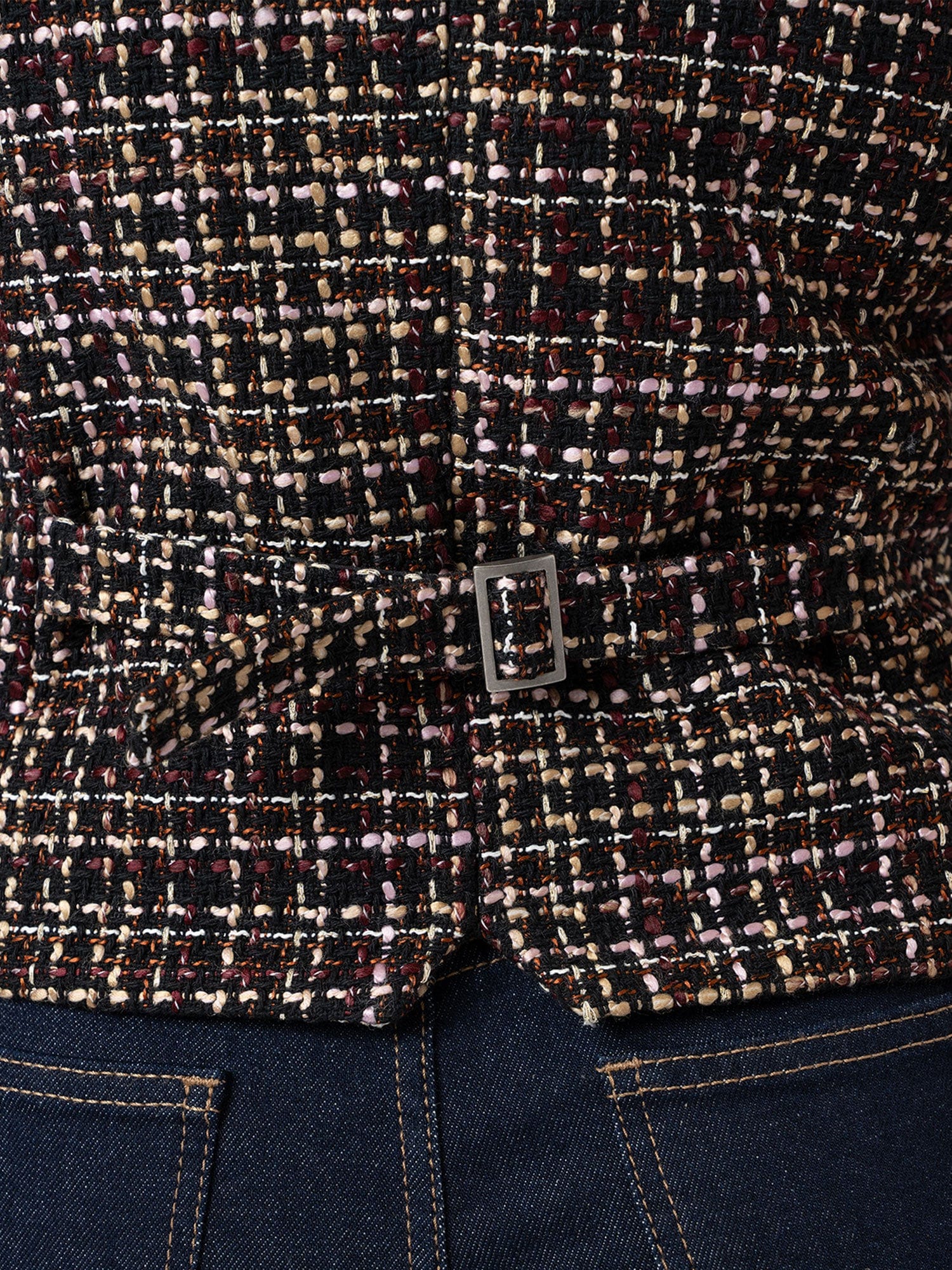 Astrid Waistcoat - Black/Burgundy/Gold Boucle - Women's Jackets | Saint + Sofia® EU