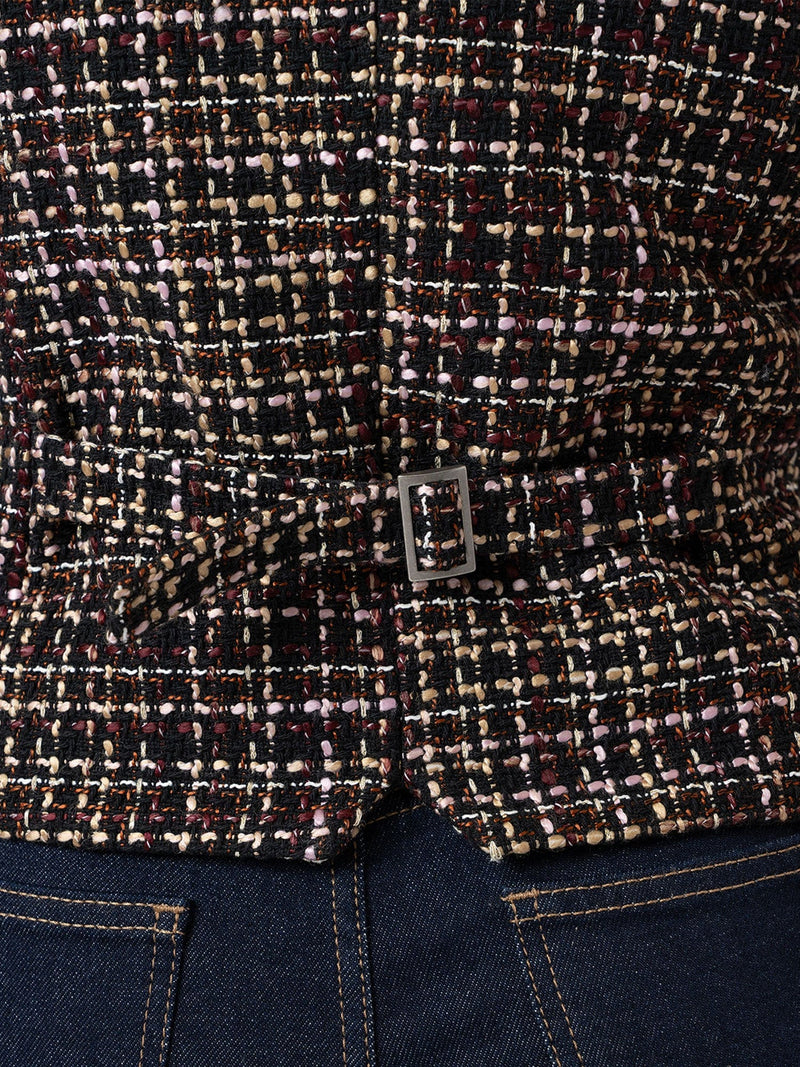 Astrid Waistcoat - Black/Burgundy/Gold Boucle - Women's Jackets | Saint + Sofia® EU