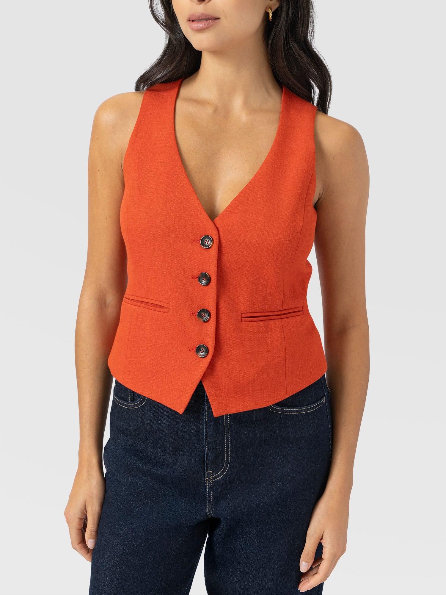 Astrid Waistcoat - Burnt Orange - Women's Jackets | Saint + Sofia® EU