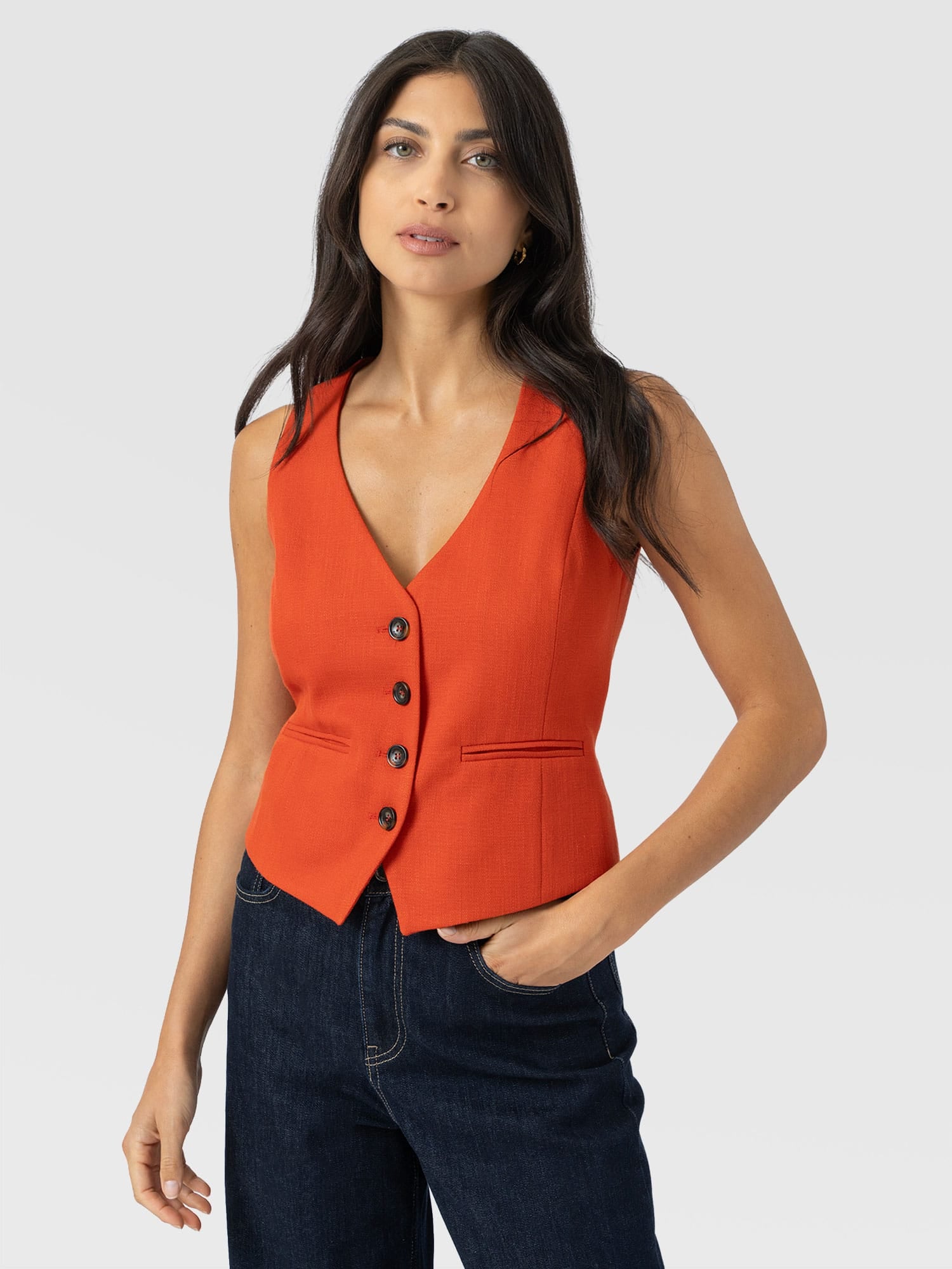 Astrid Waistcoat - Burnt Orange - Women's Jackets | Saint + Sofia® EU