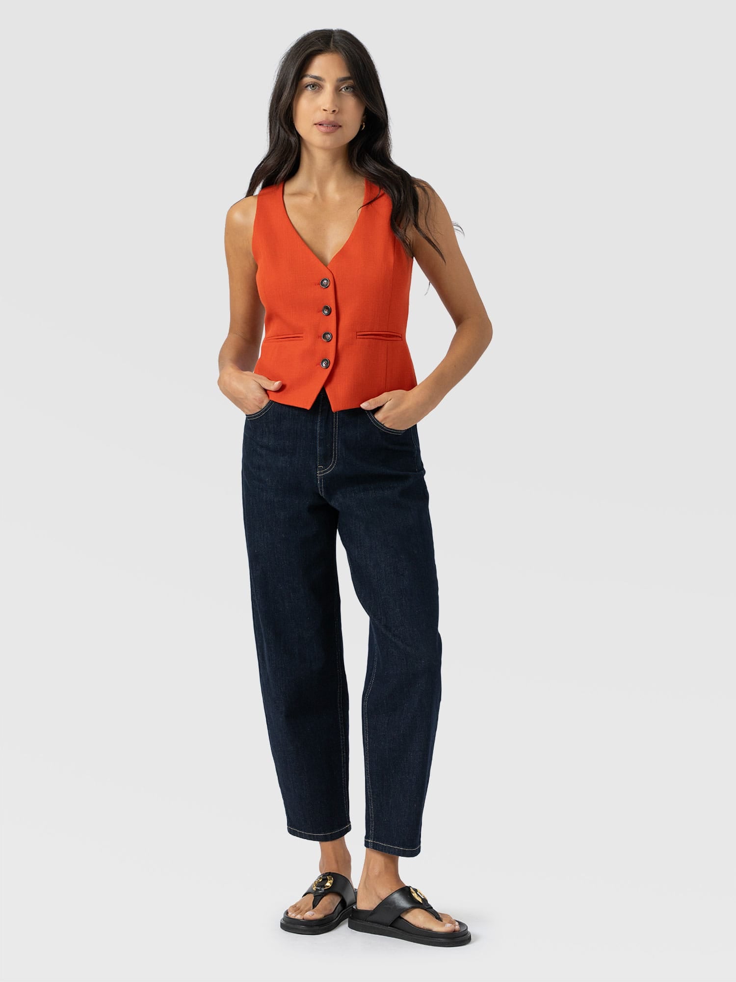 Astrid Waistcoat - Burnt Orange - Women's Jackets | Saint + Sofia® EU