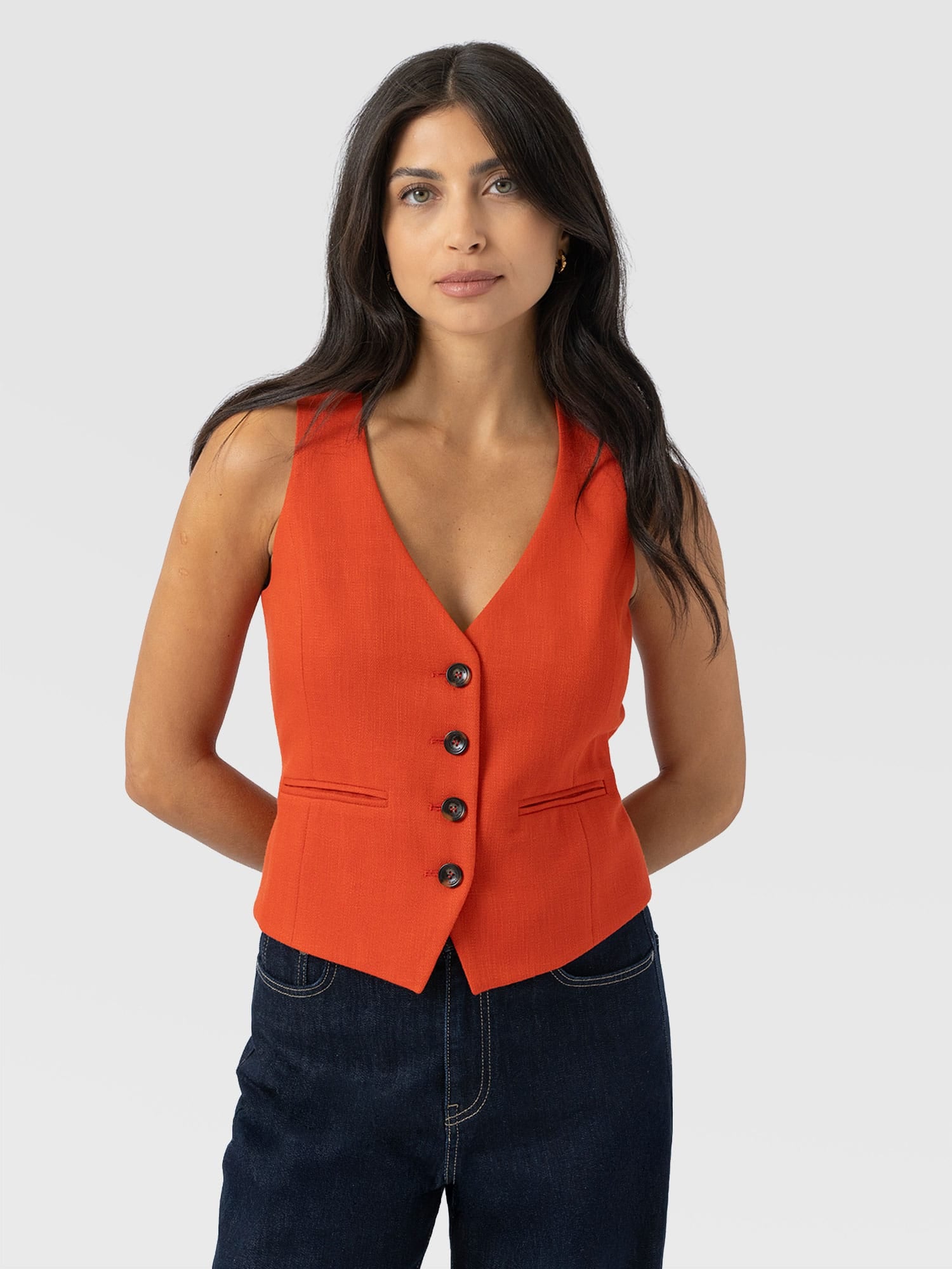 Astrid Waistcoat - Burnt Orange - Women's Jackets | Saint + Sofia® EU
