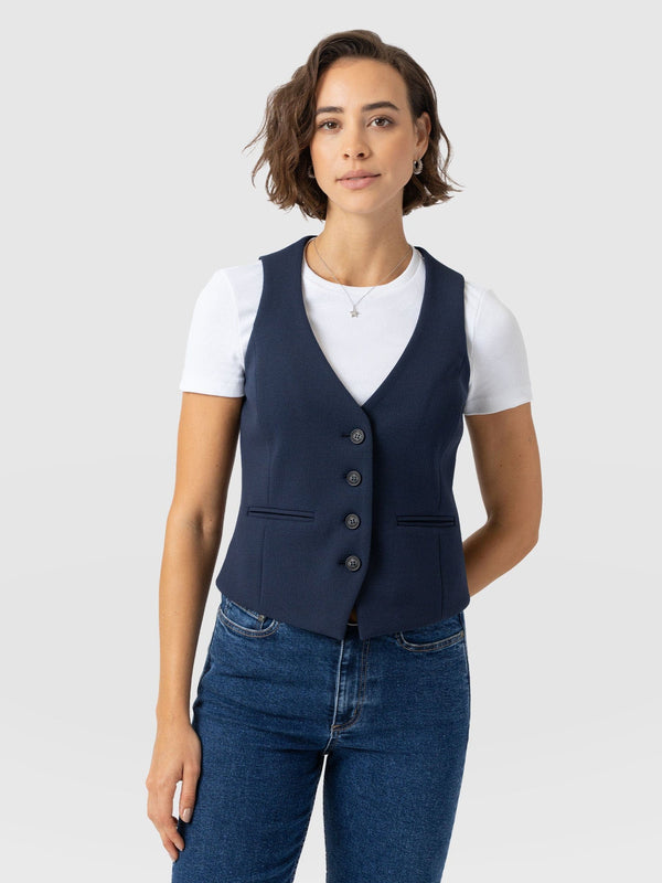 Astrid Waistcoat - Navy - Women's Jackets | Saint + Sofia? EU
